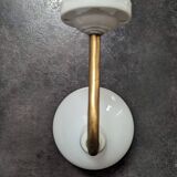 Old opaline brass globe wall light & art deco porcelain base 1930 Ø 13 cm