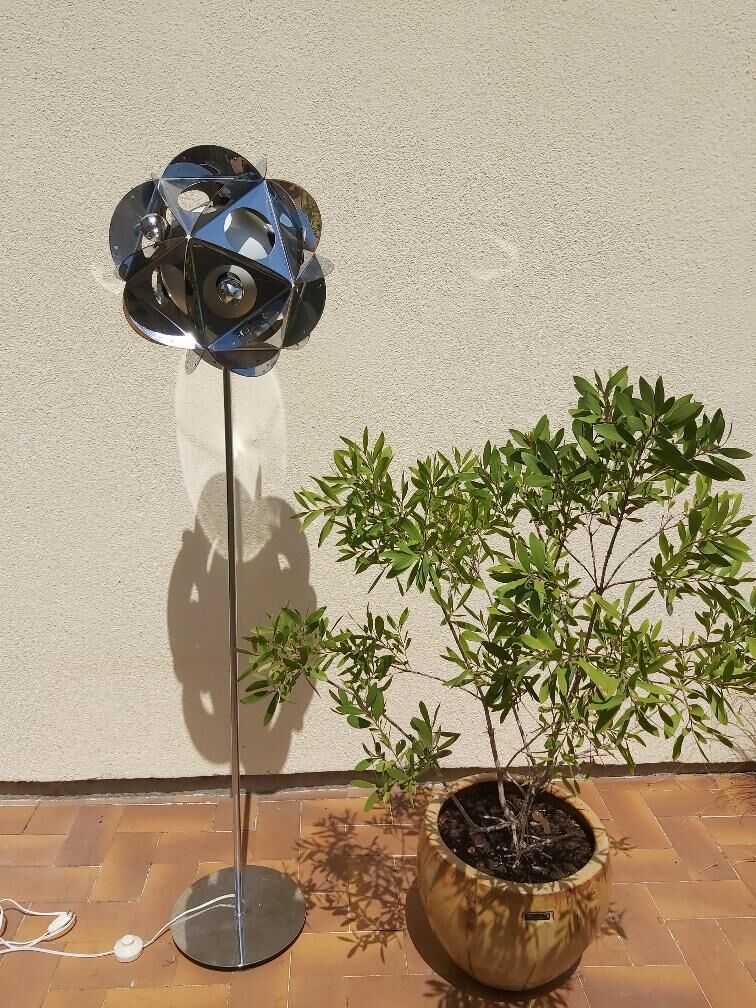 Vintage Sputnik chrome metal lamp 70s