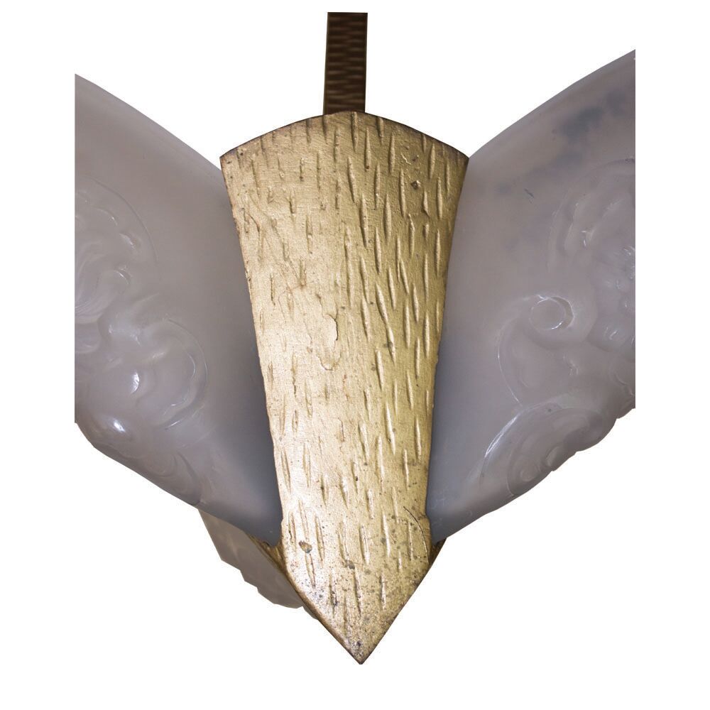 Lustre 3 lumières artisanale, première moitié du 20ème siècle