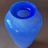 Large blue glass vase 37cm