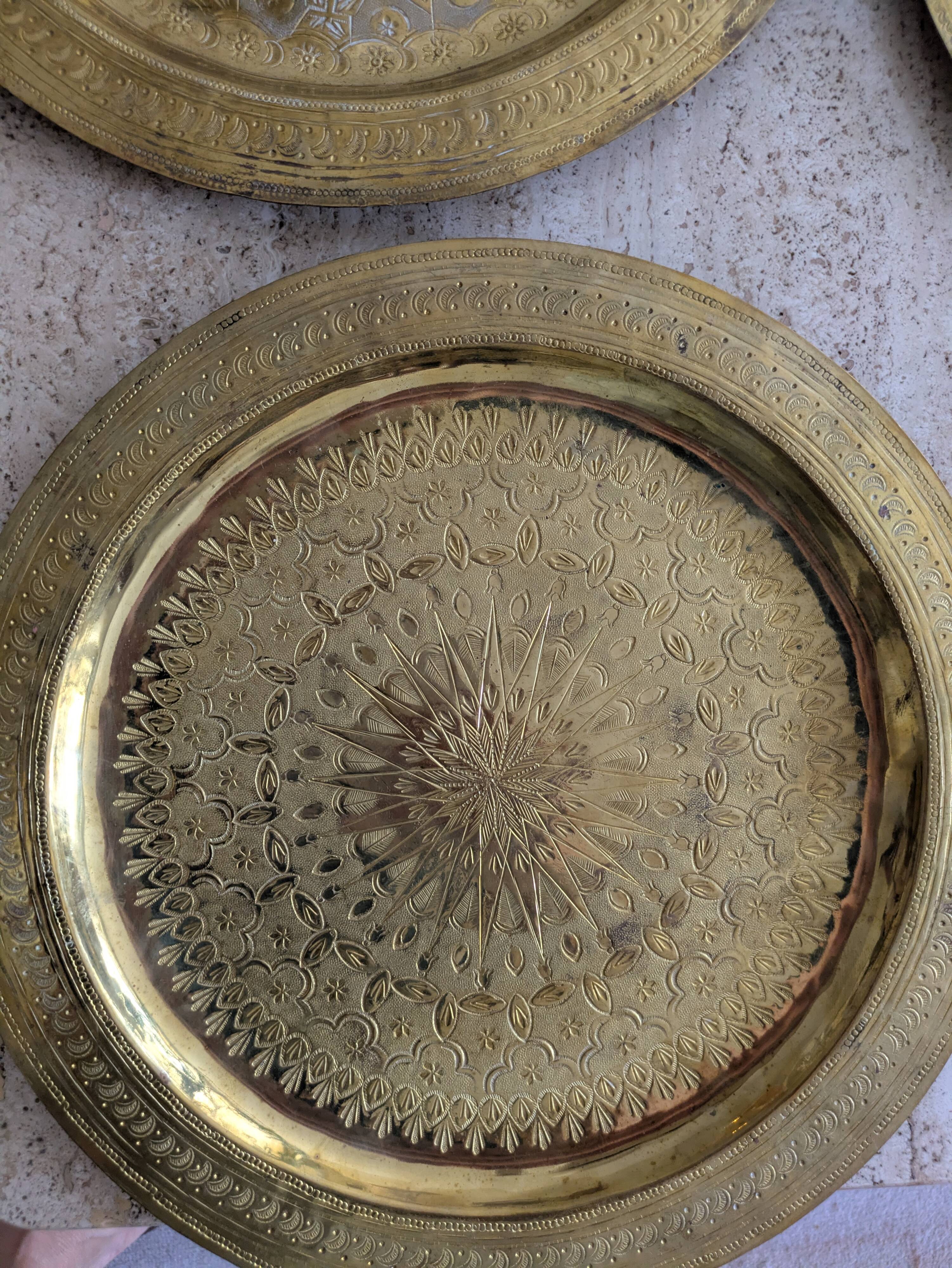 Set of 7 Vintage Brass Wall Plates