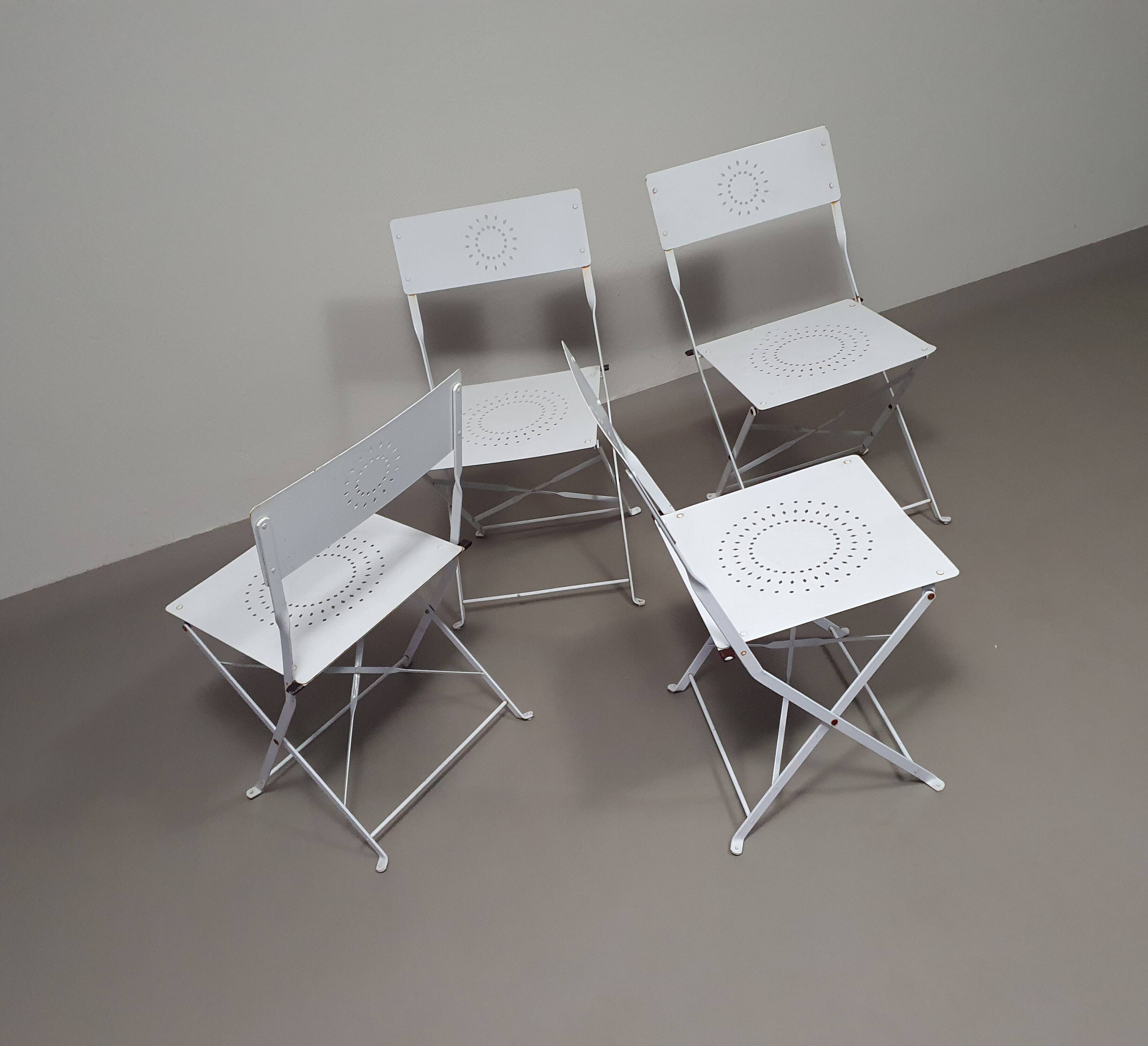 4 x solid metal folding chairs 80s