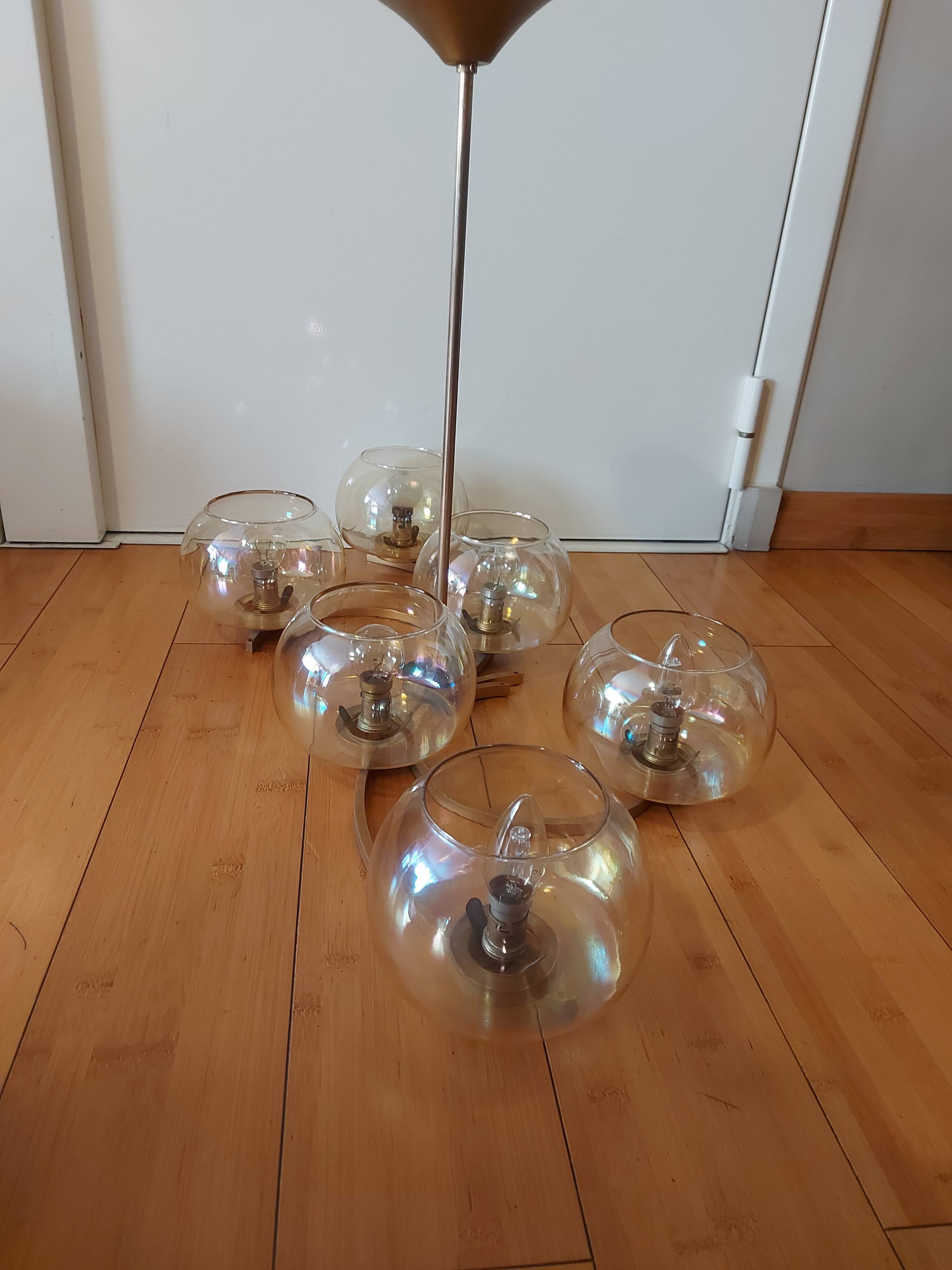 Lustre en laiton doré années 50'S
