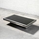 Table basse italienne en aluminium brossé, années 1970