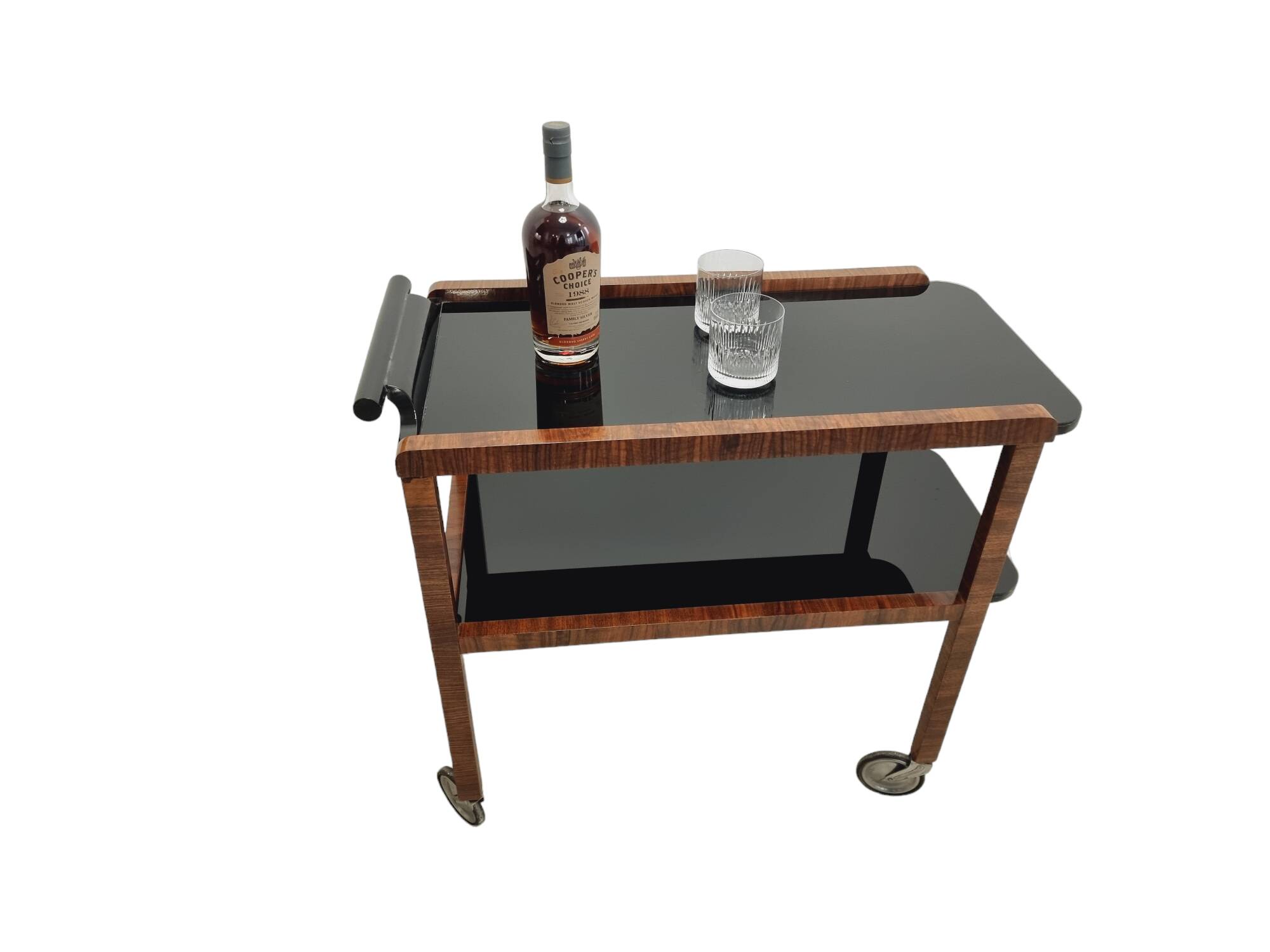 Art Deco bar cart or drinks trolley in the style of J. Halabala, 1930-40s Czechoslovakia