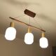Vintage Scandinavian Pendant Light Teak Glass