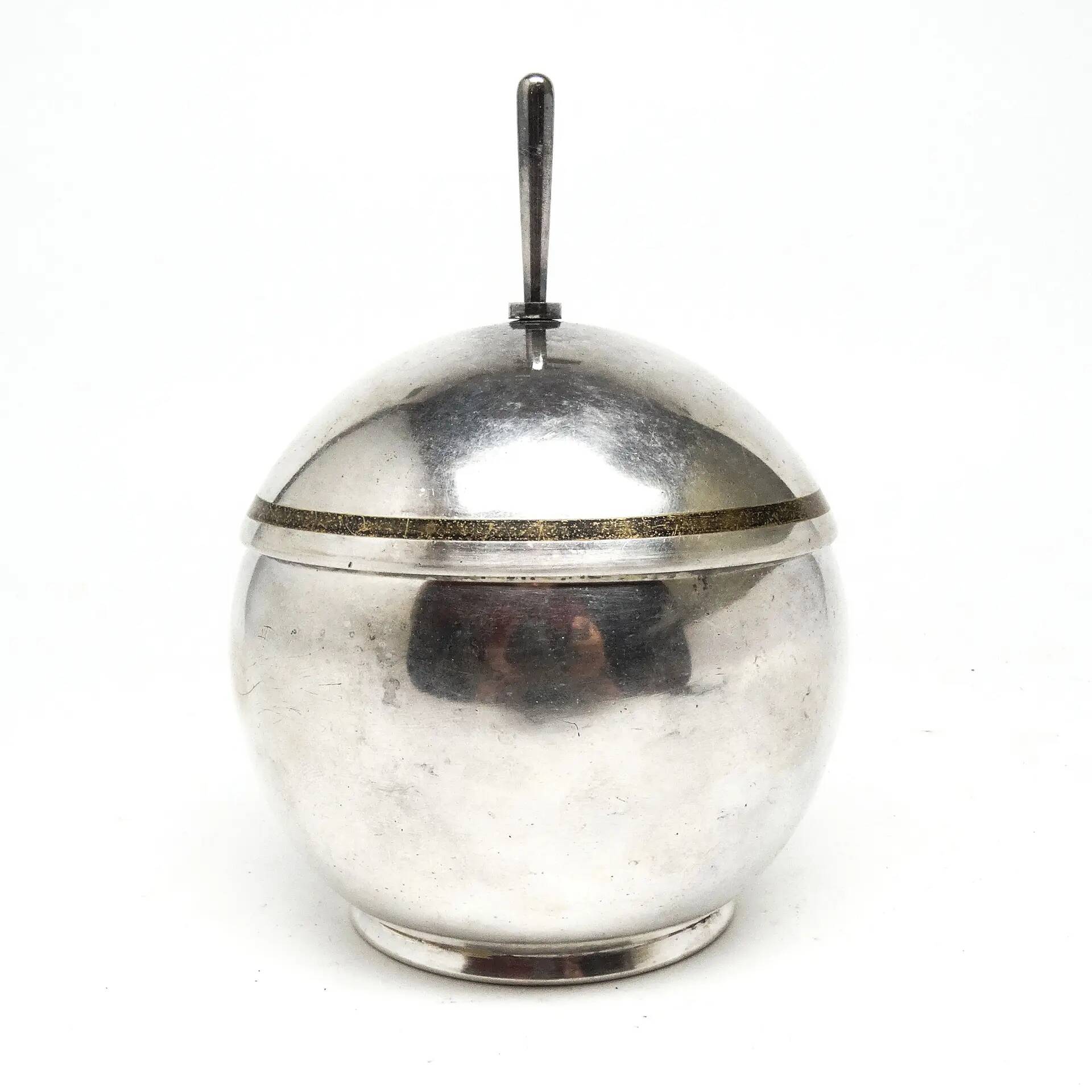 Art Deco sugar bowl, silver-plated brass, WMF, Poland, 1930s