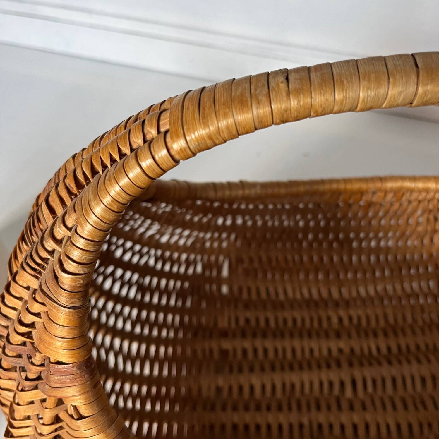 Panier Gondole Vintage – Osier Et Rotin – Fabriqué En France – 35 Cm