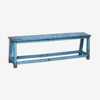 Blue lacquered wood bench