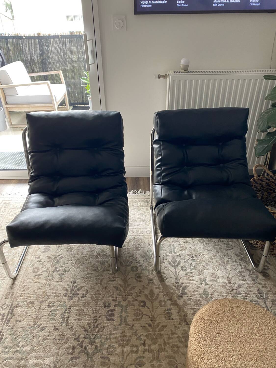 Black chrome retro armchair