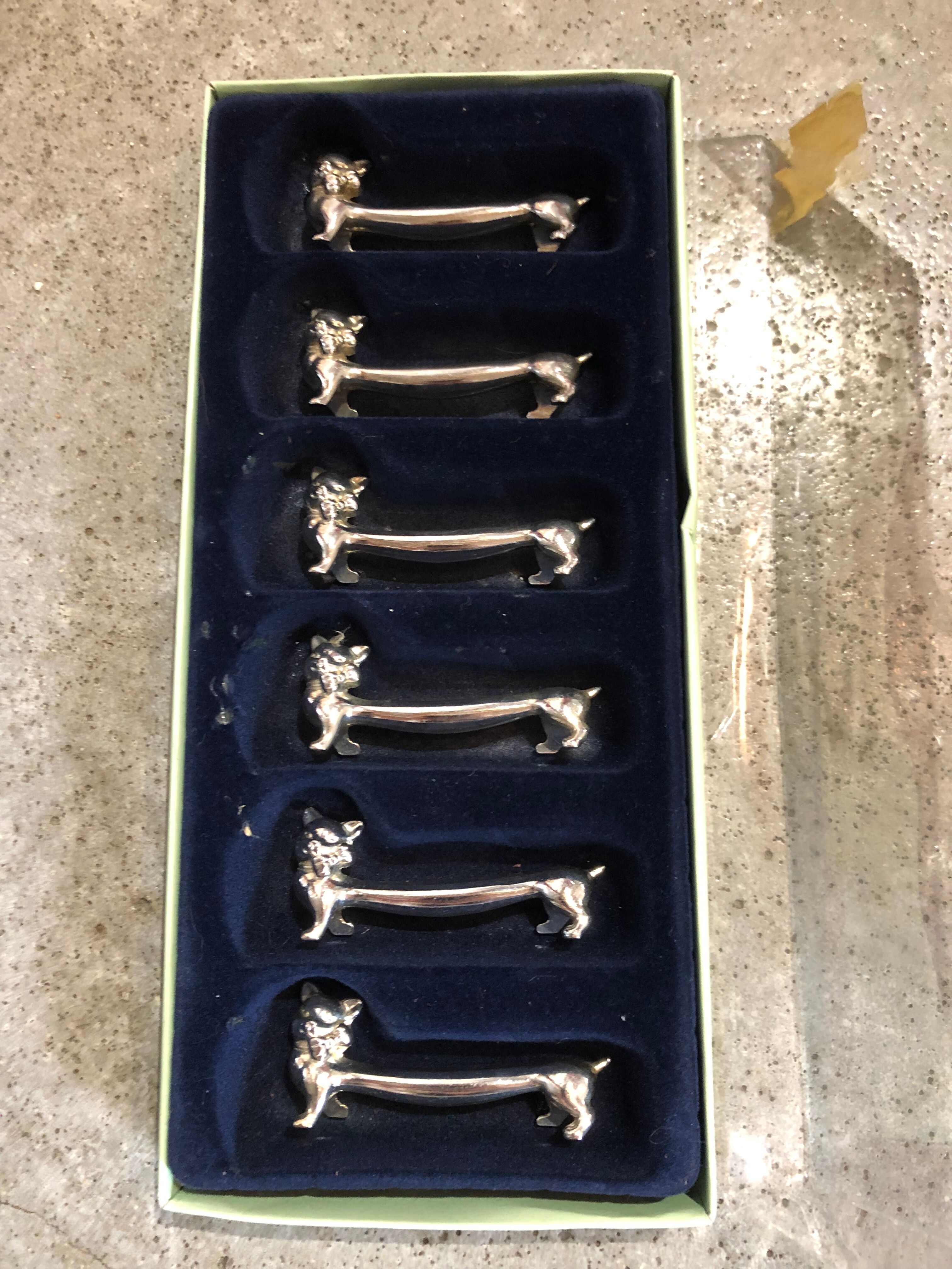 Silver metal cat knife holders