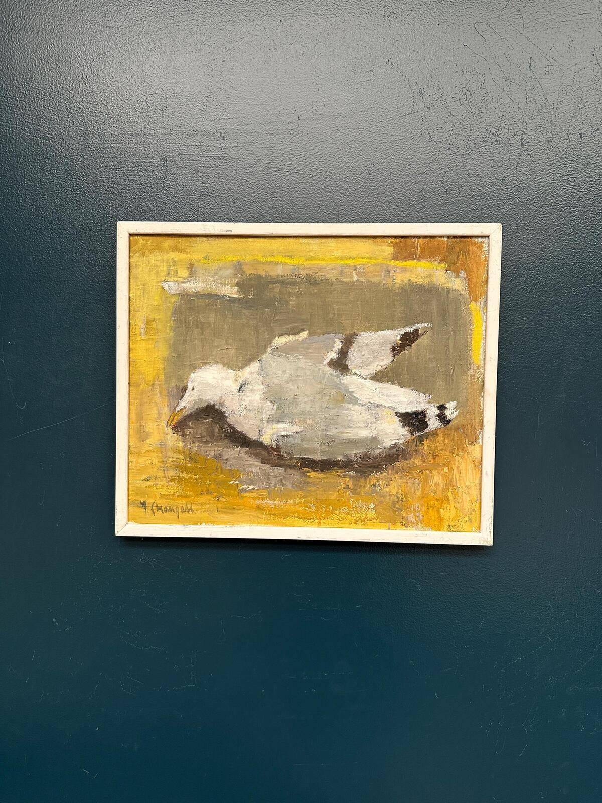 Original Swedish Oil on Canvas – “Seagull” by Ingeborg Stragnell – Signed