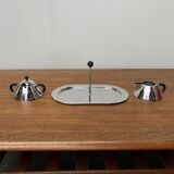 Postmodern Italian plateau for sugar and milk by Michael Graves for Alessi, 1980s, set of 3.