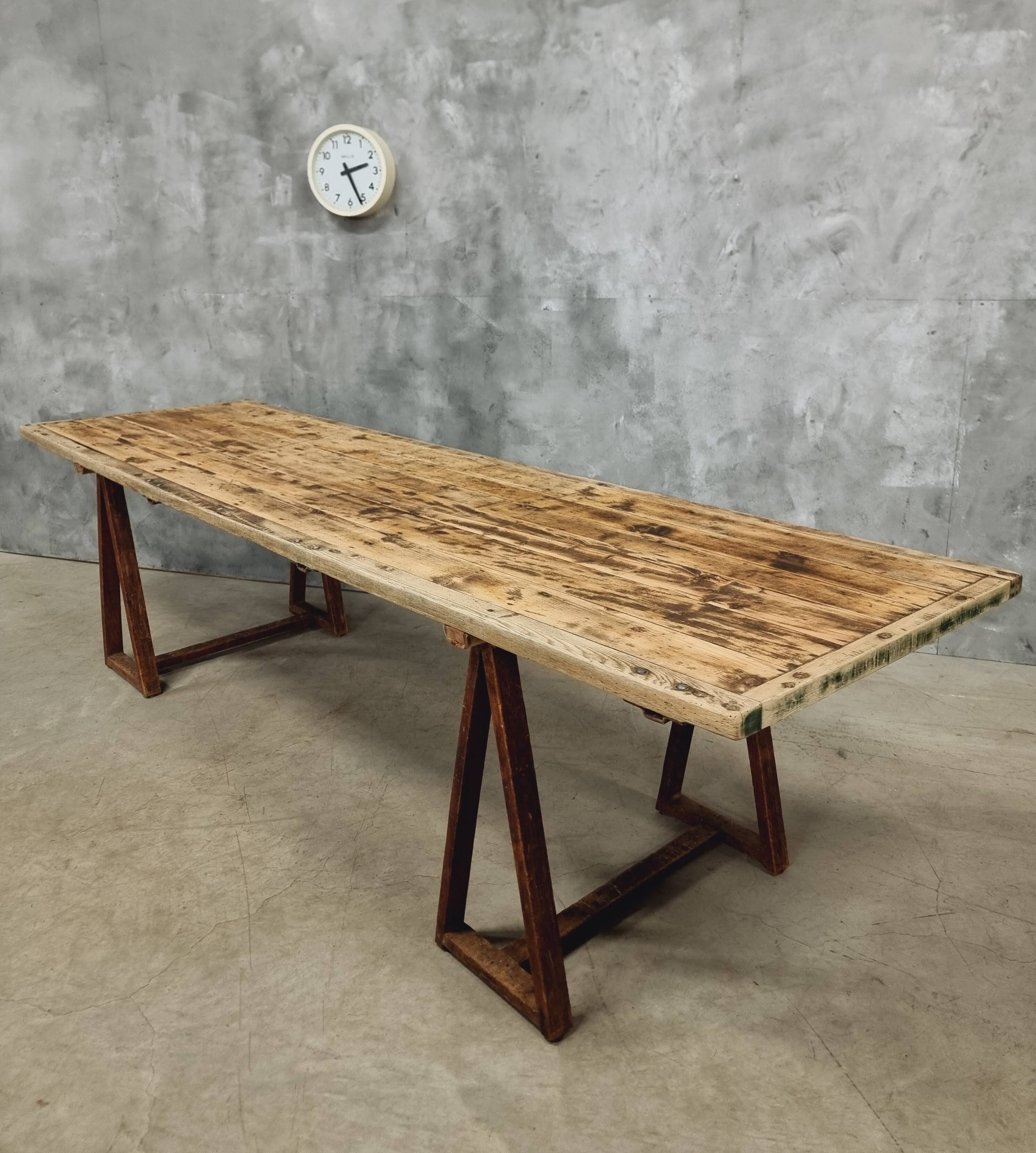 Antique trestle table XXL garden table 89 x 308 cm