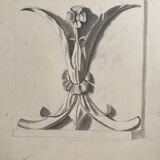 Old academic drawing ornament classical architecture late 19th century