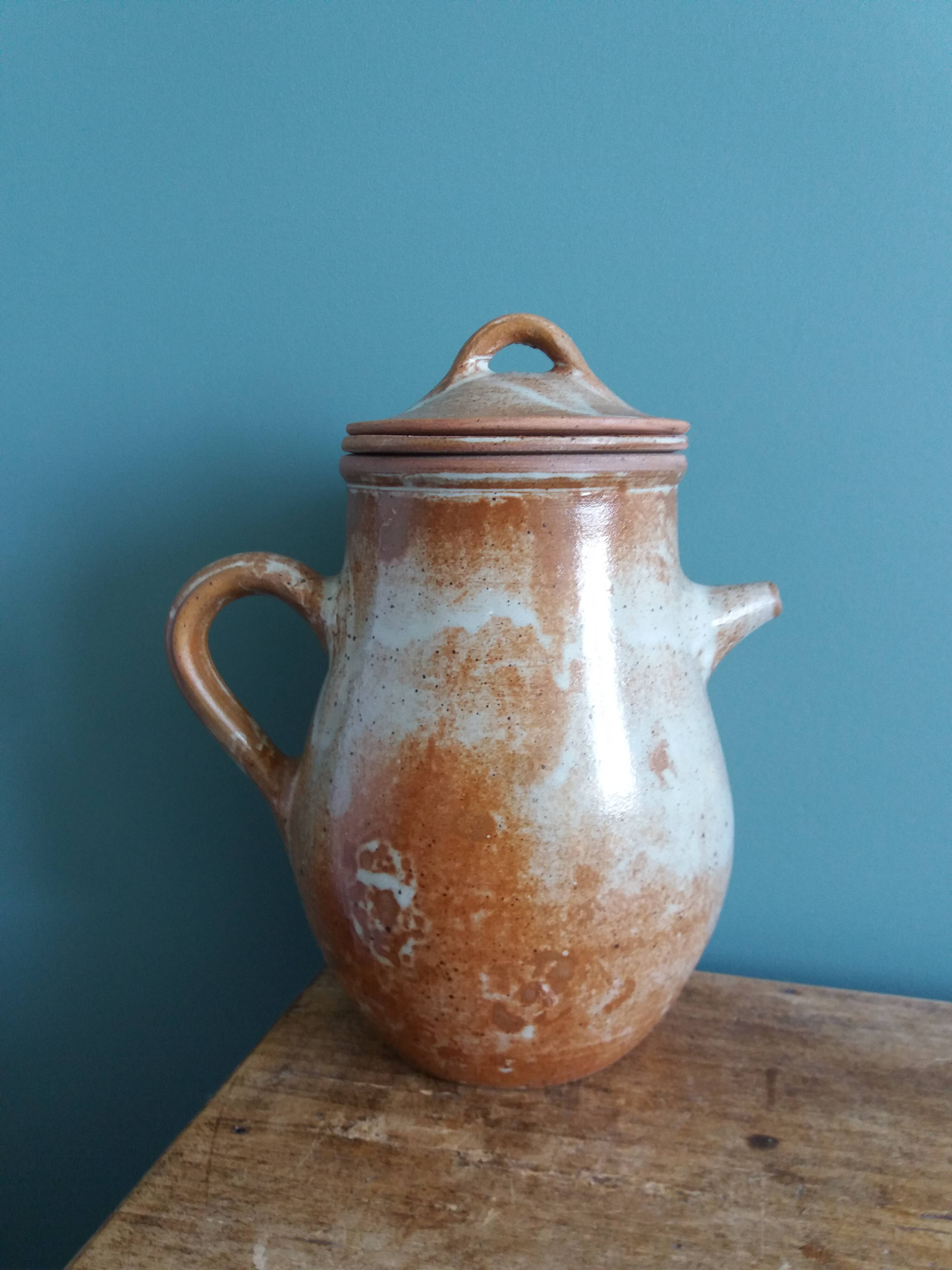 Puisaye stoneware filter teapot, Mallet pottery