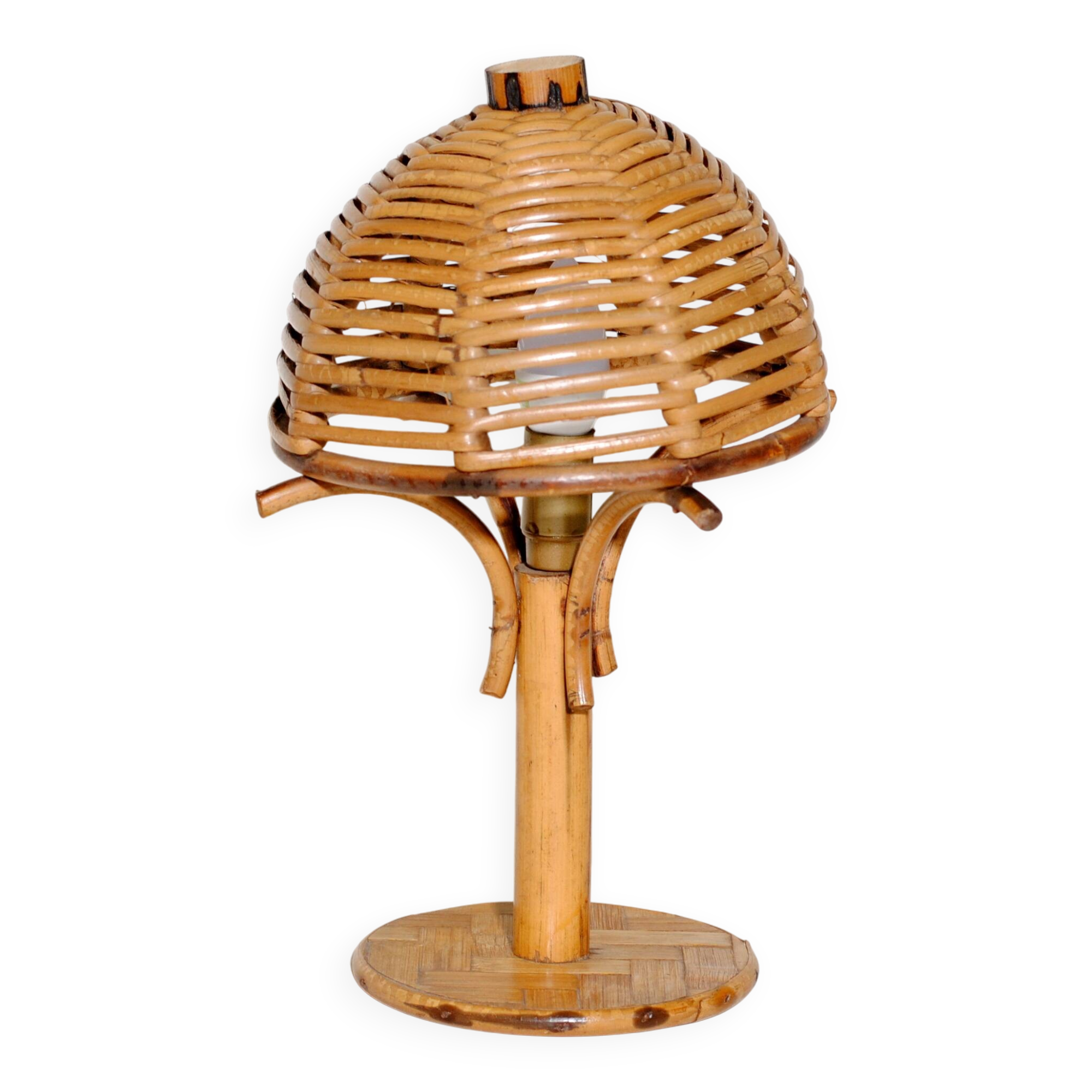 Lampe de Bureau Champignon en Bambou et rotin