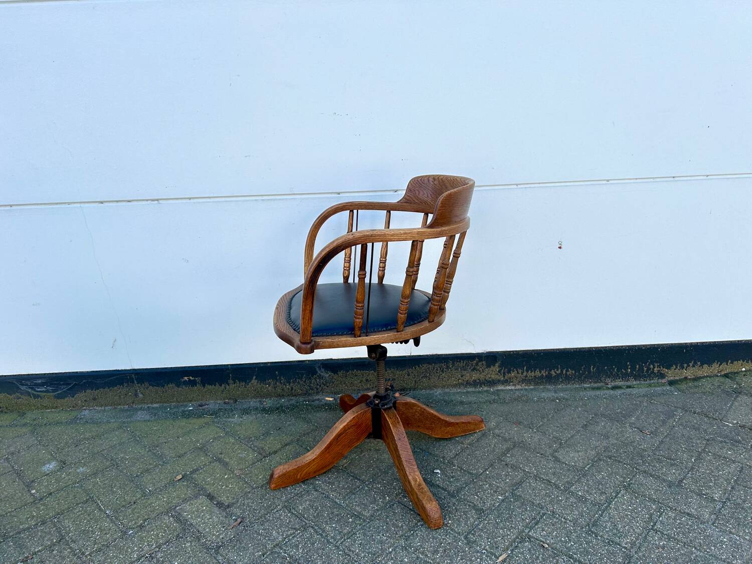 Antieke Eikenhouten Bureaustoel