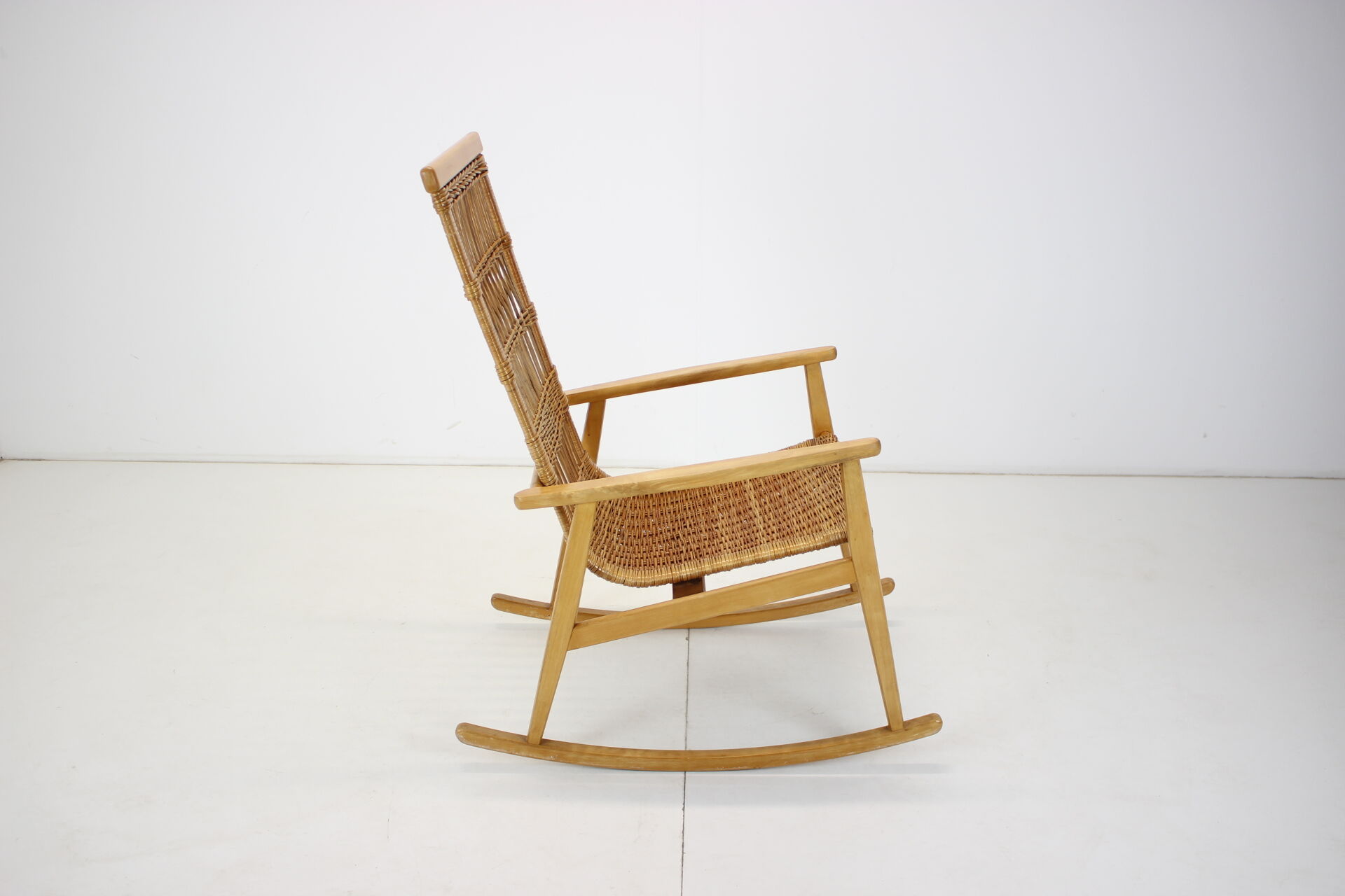 Mid-century rattan rocking chair, 1960's