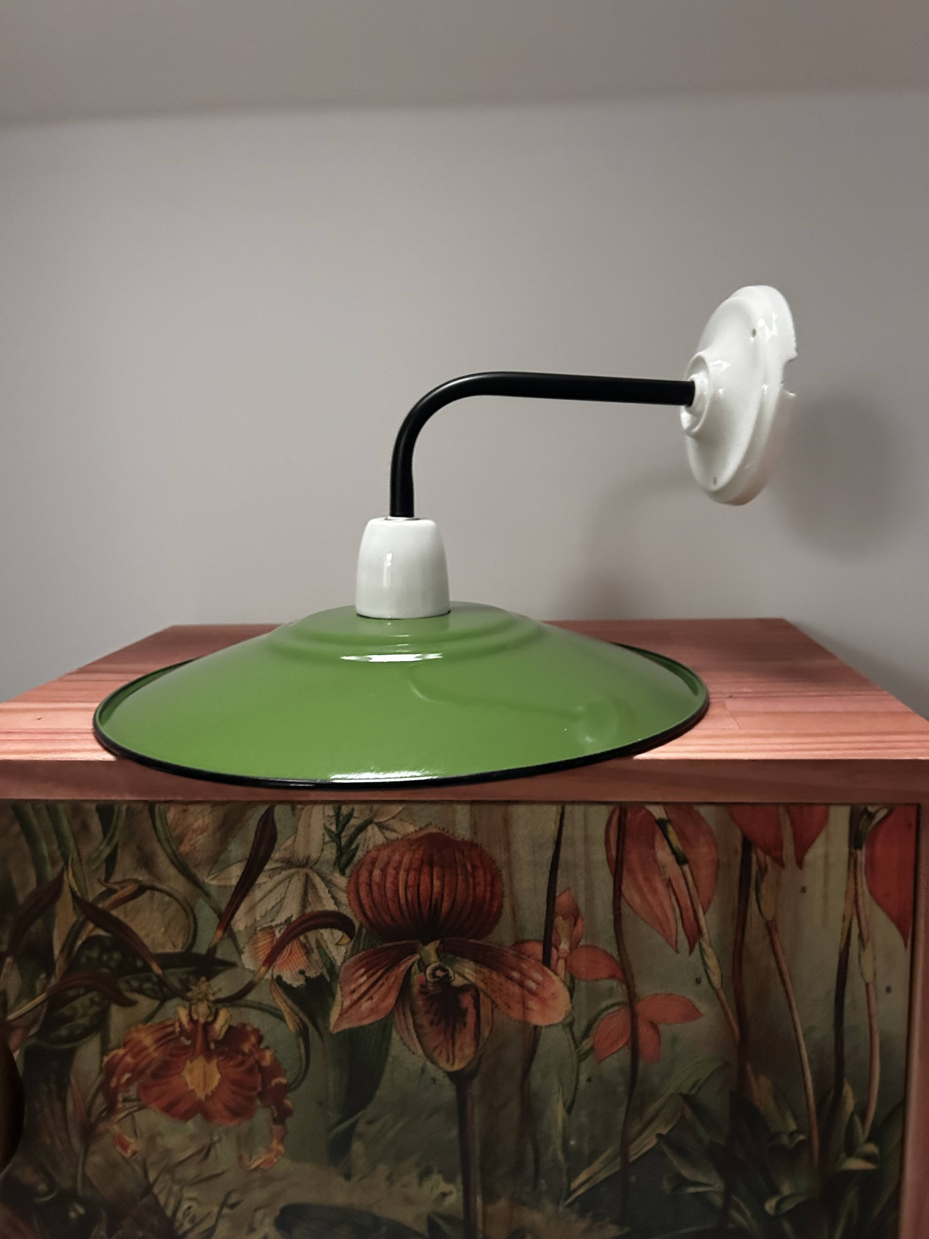 Green enamelled sheet metal wall light