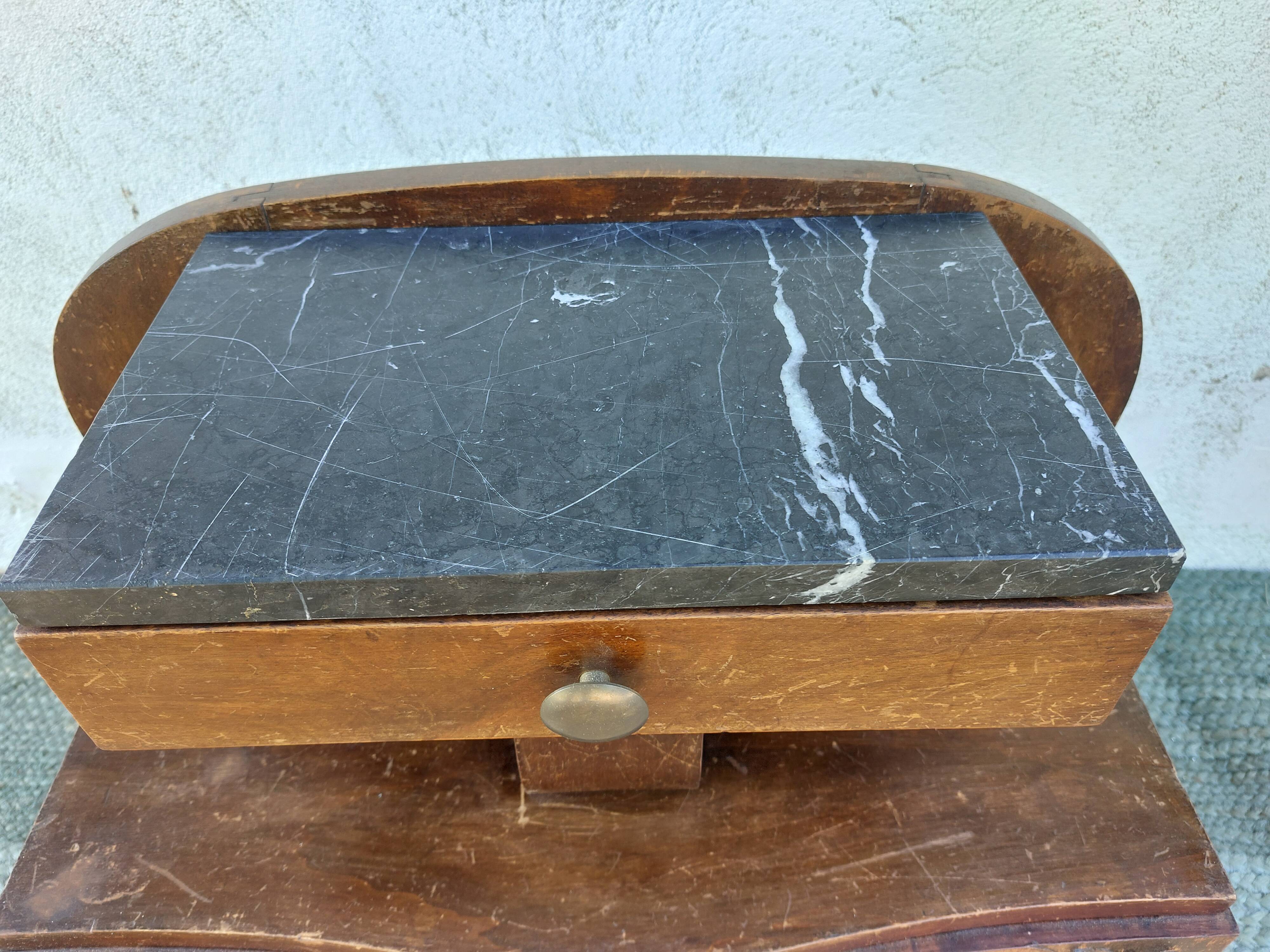 Art deco bedside table, black marble