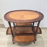 Folding tea table in marquetry wood - removable top