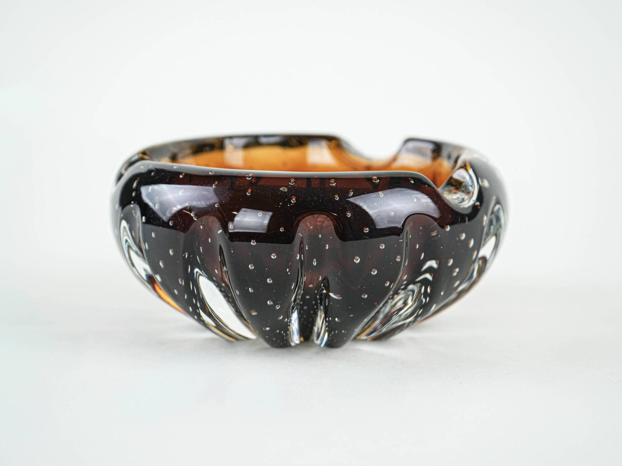 Glass platter in bullicante technique, Italian Modern design from the 1960s