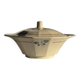 Antique Sarreguemines soup tureen with lid, rose pattern, D33 H28.