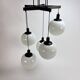 Mid century hanging lamp with 5 white bols, 1970s