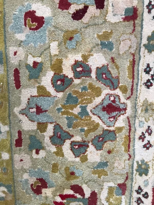 Large carpet old Agra French Janus point made Lily hand 250 X 350 CM