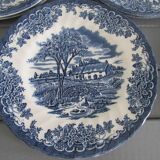 Set of 9 myott meakin england blue dessert plates