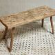 Banc de table d'abattage de table d'appoint antique en bois de hêtre et de châtaignier