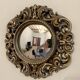 Vintage convex witch mirror – carved gilded wood – 1960s