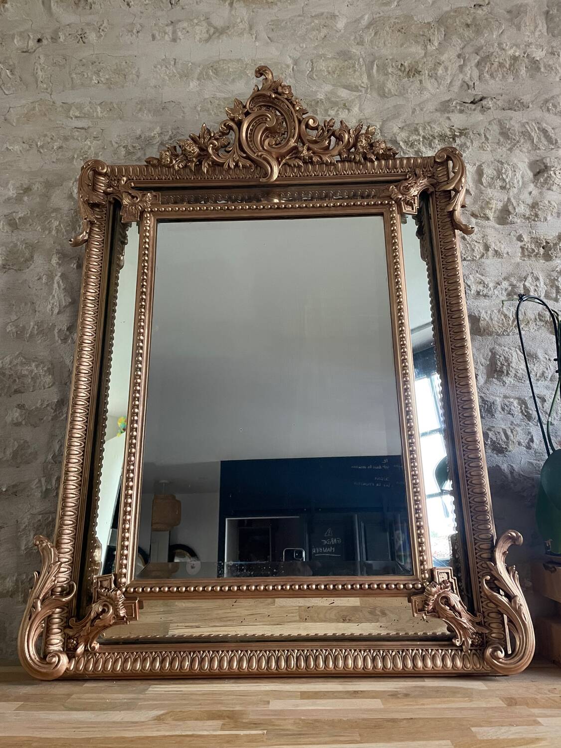 Mercury mirror with frame from the 19th century.
