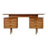 Midcentury Alfred Cox Desk In Walnut And Brass.