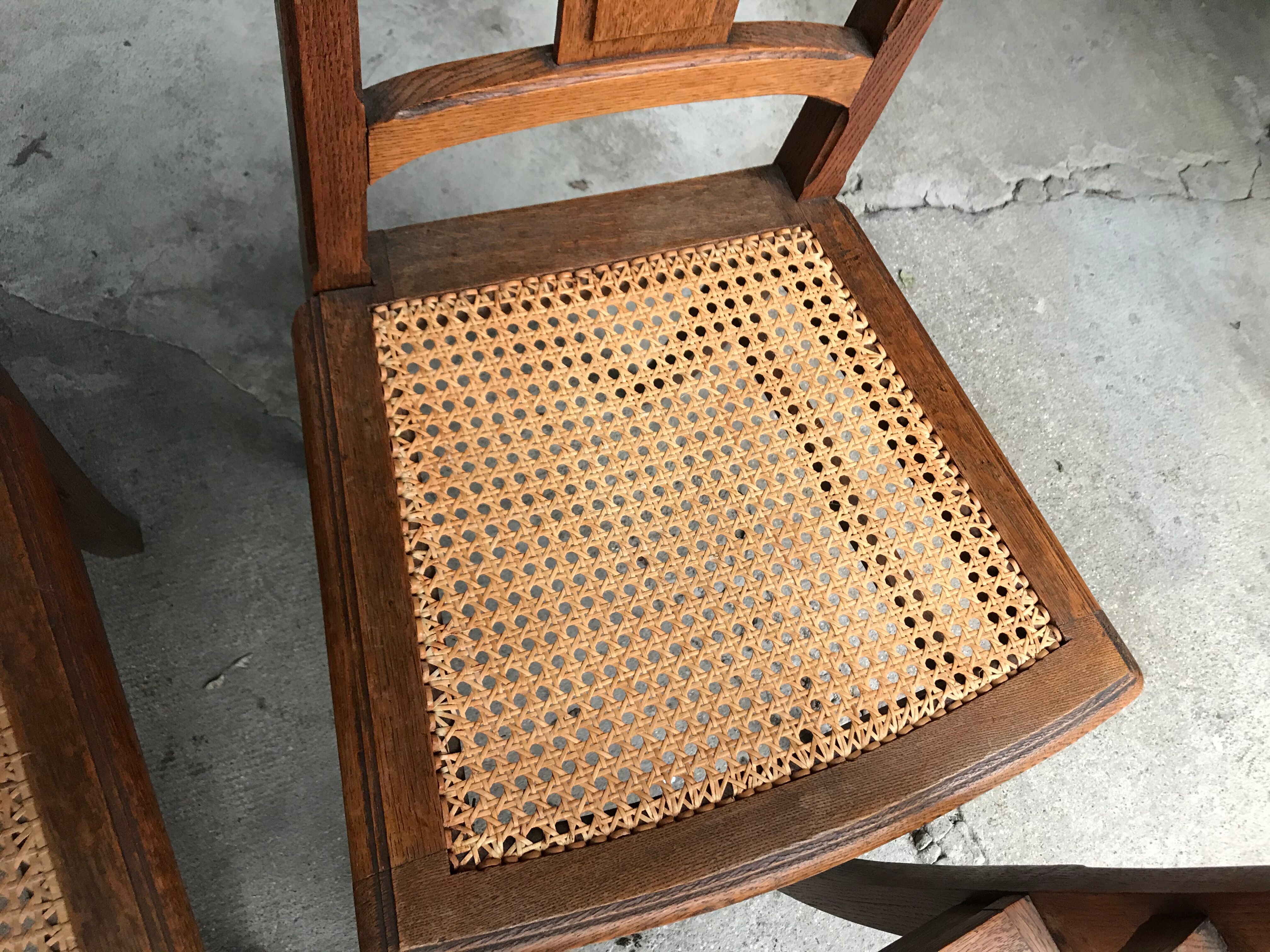 Suite of 6 chairs oak canage art nouveau