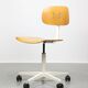 Vintage White & Wooden Swivel Office Chair, 70s