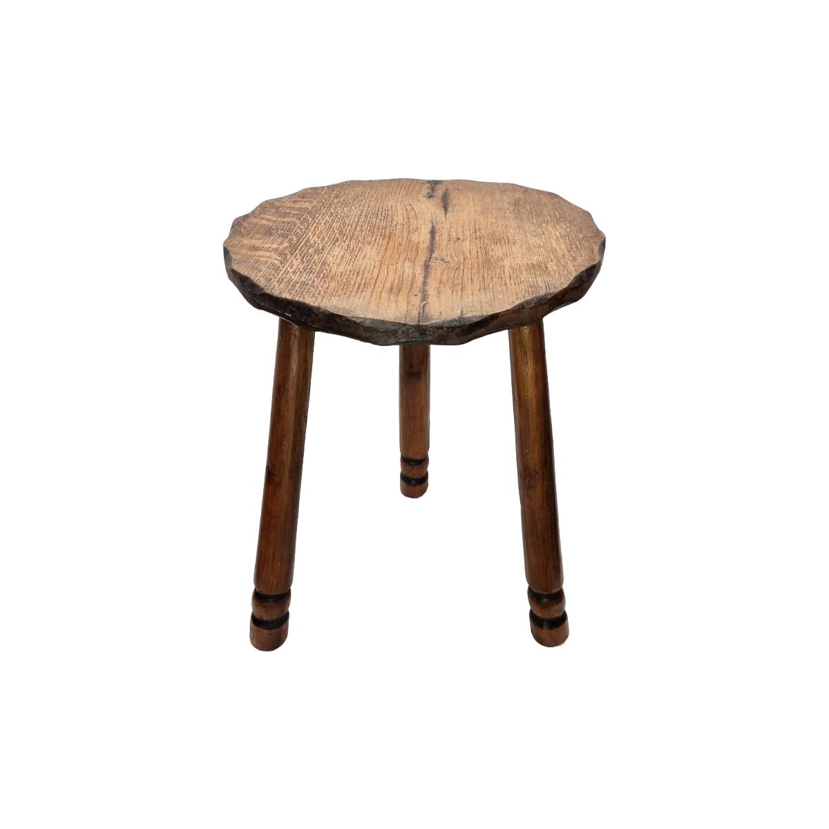 Tabouret tripode en chêne français, années 1960