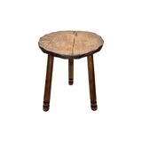 French Oak Tripod Stool, 1960s