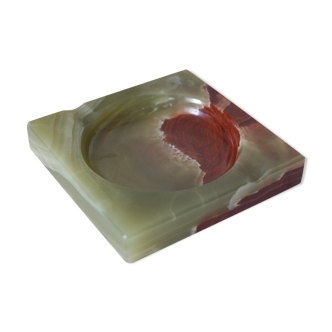 Art Deco green onyx square ashtray
