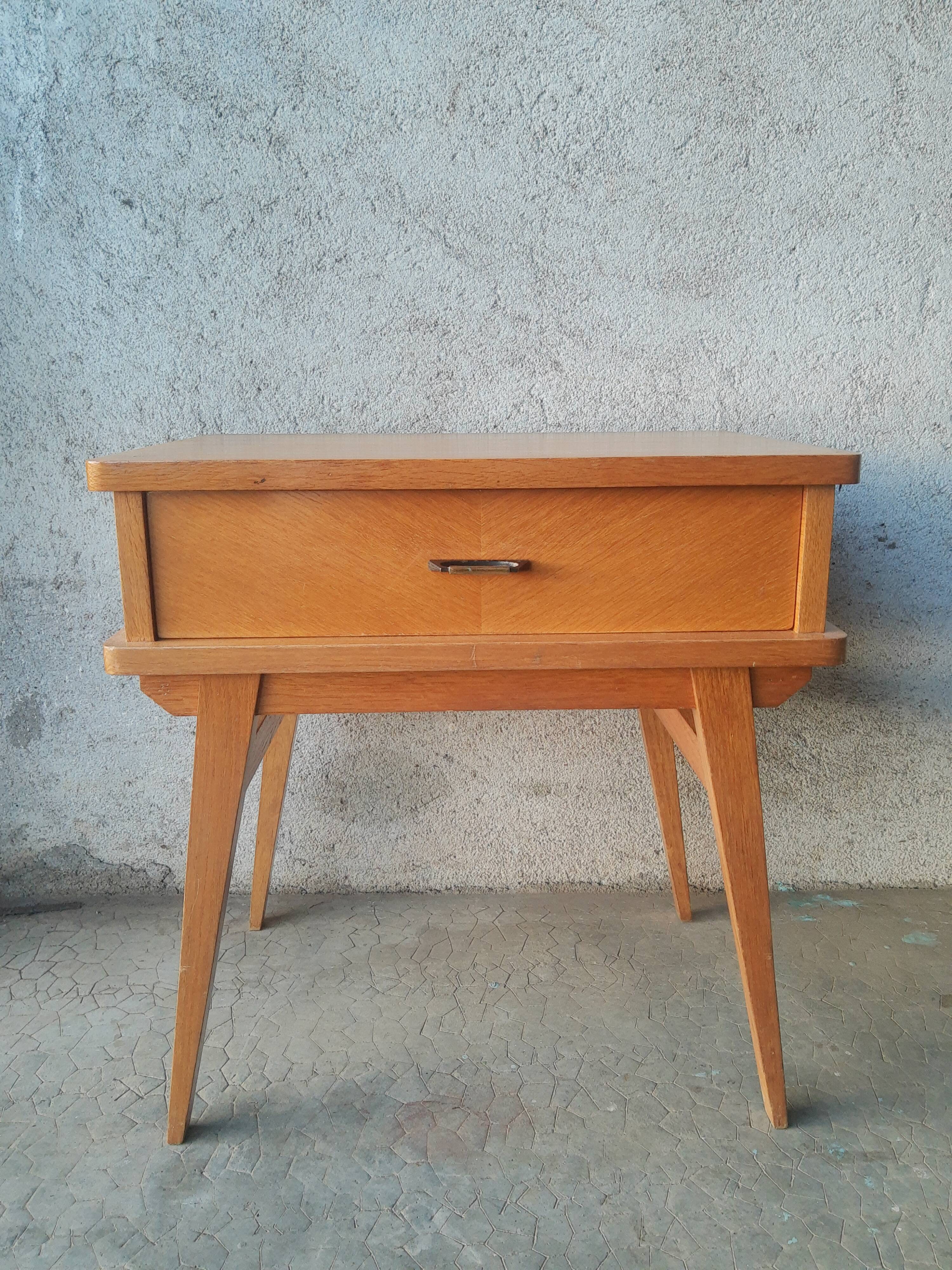 Vintage wooden compass foot bedside table