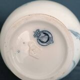 Pitcher jug vase earthenware floral decor blue early 20th century