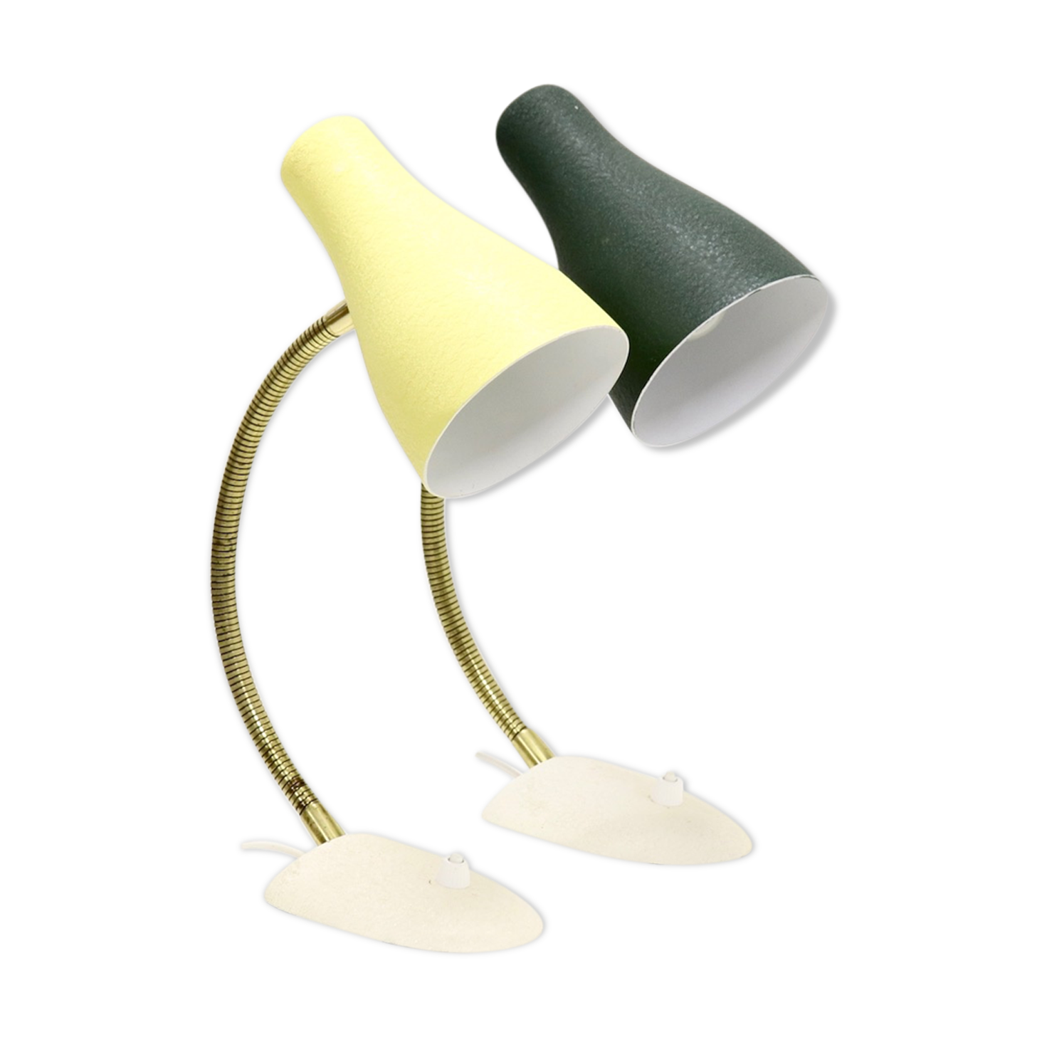 Set of 2 mid century desk lamps with metal shade, 1950