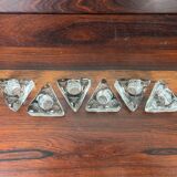 6 ice cube candle holders, molded glass