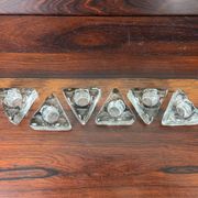 6 ice cube candle holders, molded glass