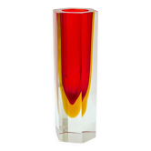 Vintage Murano Sommerso Collectible Sculpture Vase in Red and Clear Glass