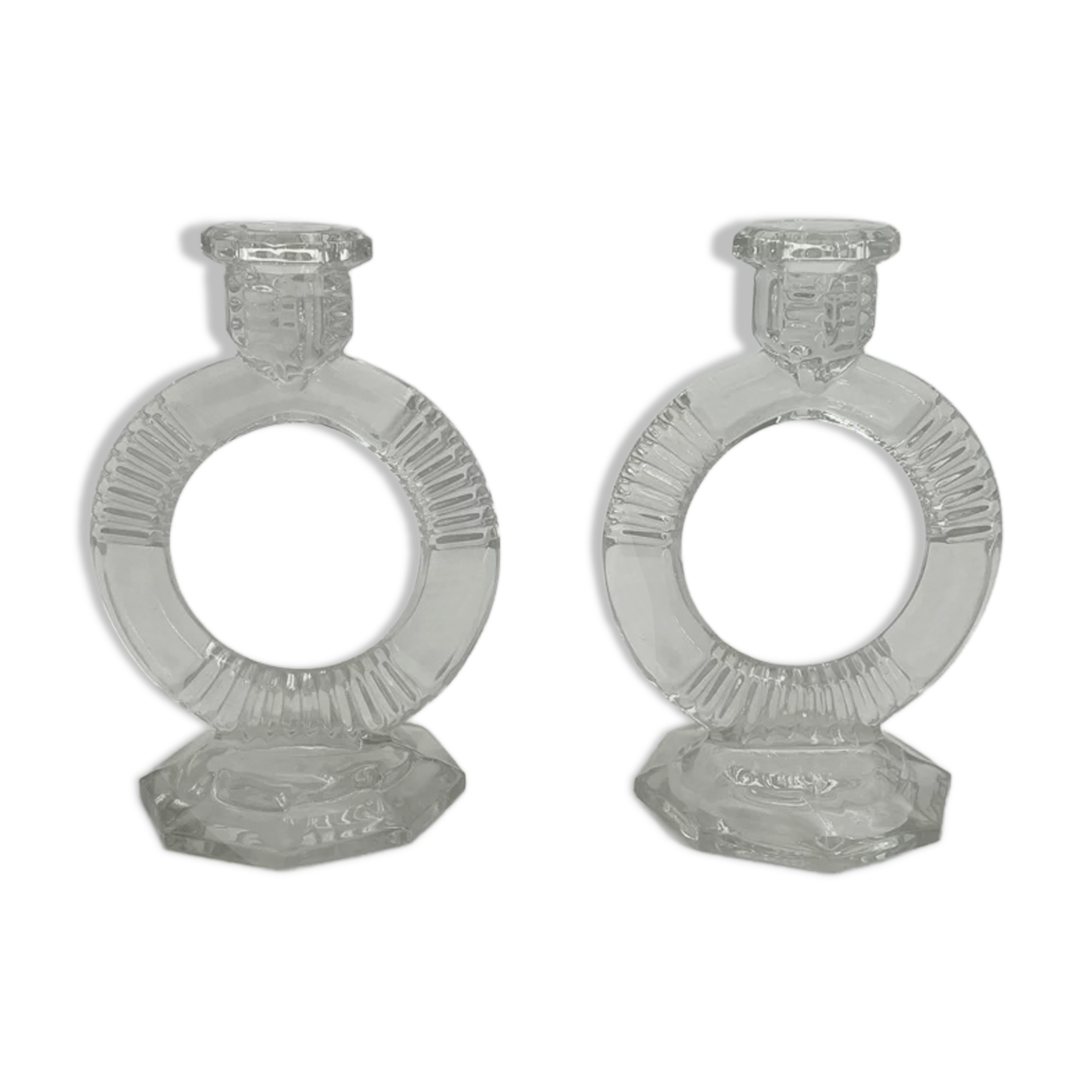 Pair of antique crystal candlesticks