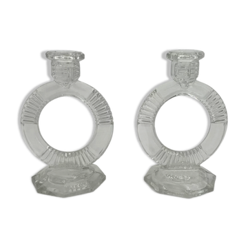 Pair of antique crystal candlesticks