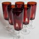 Set of 6 champagne flutes "rubies" luminarc vintage, 70s