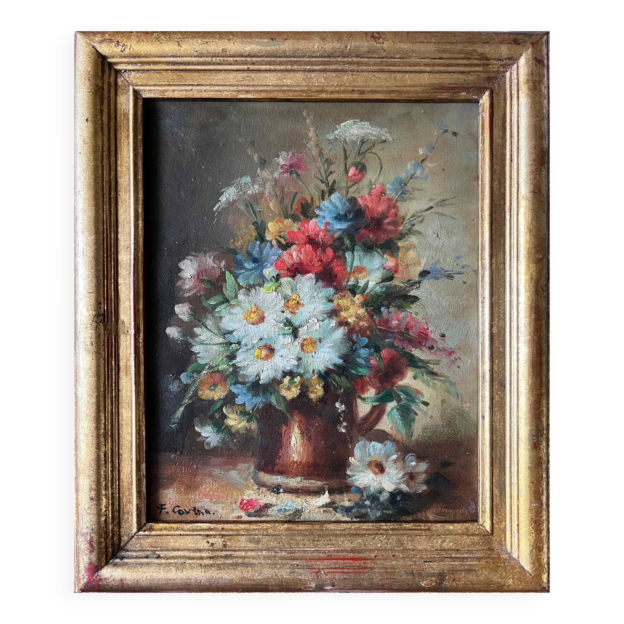 HST painting "Bouquet of wild flowers" signed + frame